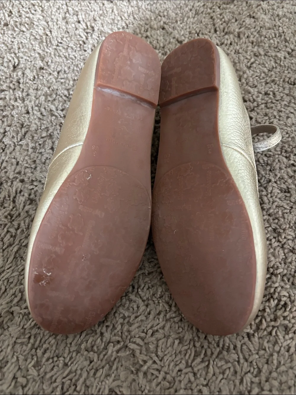 Elephantito Metallic Gold Ankle-Strap Ballet Flats